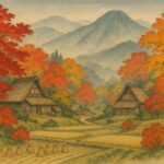 Paisagem tranquila de outono, no Japão