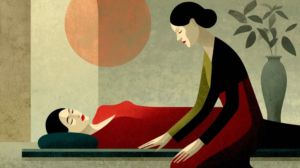 ilustração retratando sessão de shiatsu para ansiedade